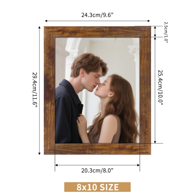PETAFLOP 8x10 Picture Frame Rustic Brown Frames Fits 8 by 10 Inch Prints Wall Tabletop Display, 7 Pack - Image 2